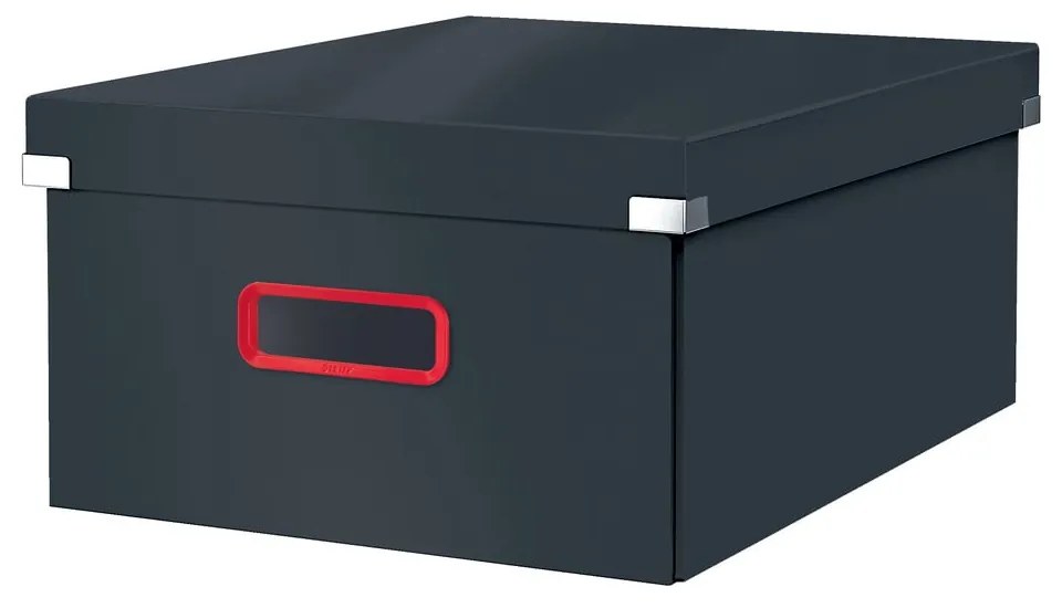 Sivý kartónový úložný box s vekom 48x37x20 cm Click&amp;Store – Leitz
