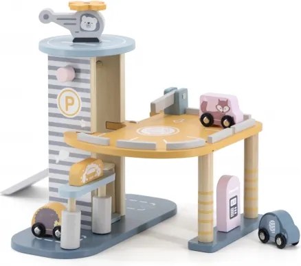 Drevená garáž 3+ s čerpacou stanicou a autíčkami