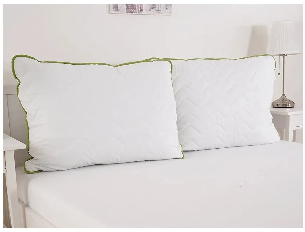 Celoročná prikrývka prešívaná 140x200 cm s vankúšom STELLA ALOE VERA 70x90 cm, biela
