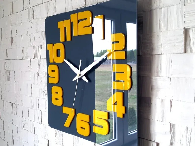 Nástěnné hodiny Logic 30 cm šedé/žluté