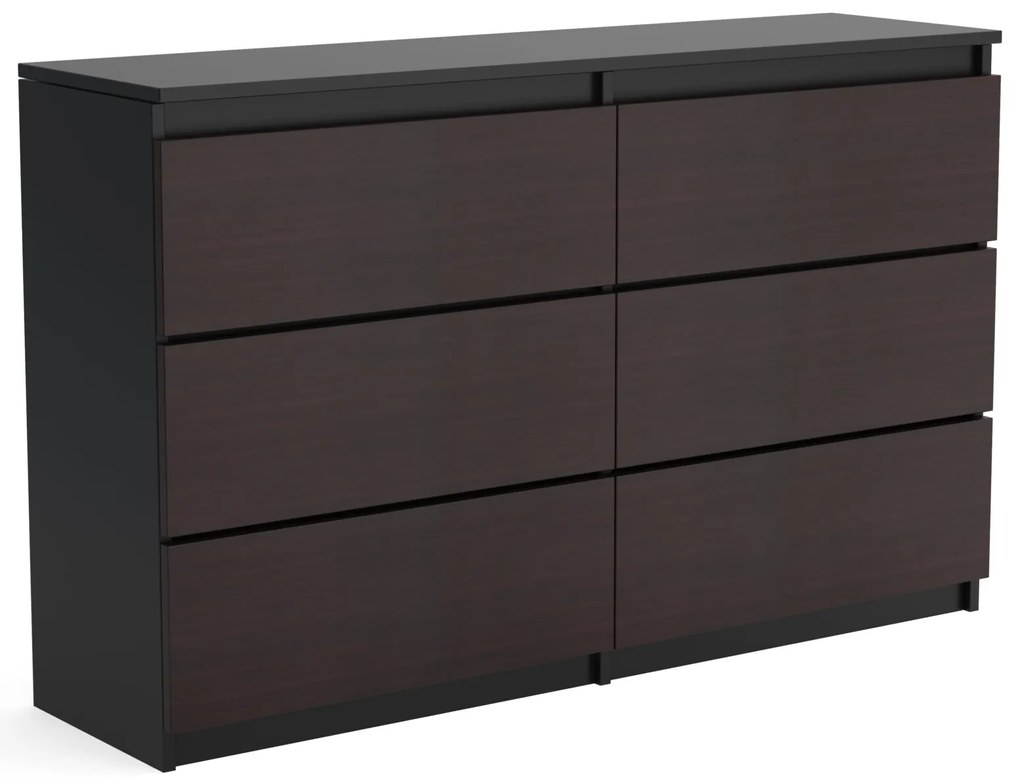 Veľká komoda 6 zásuviek ARIE šírka 120cm Čierna/Wenge
