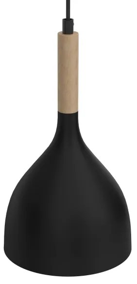 Luster na lanku NOAK WOOD 2xE27/15W/230V čierna/buk