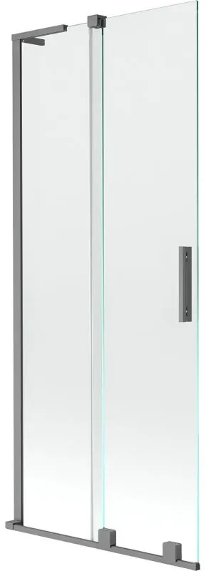 Mexen Velar L, 2-krídlová posuvná vaňová zástena 85 x 150 cm, 8mm číre sklo, grafitová matná, 896-085-003-01-95