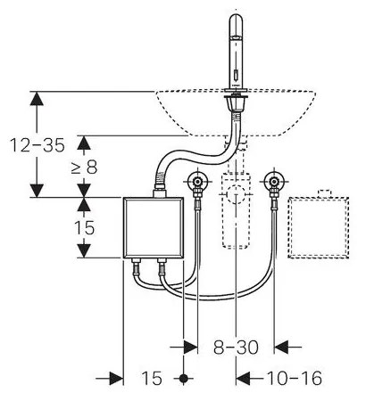 GEBERIT Piave umývadlová armatúra, stojančeková, napájaná generátorom, s nadomietkovou funkčnou krabicou, so zmiešavačom, lesklý chróm, 116.166.21.1