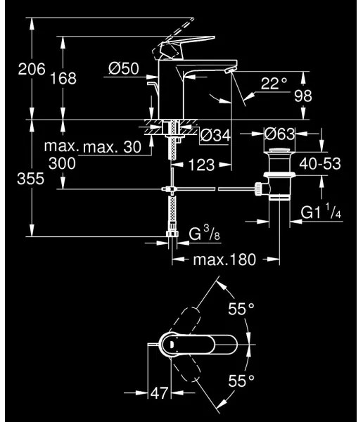 GROHE 23325000 - Umývadlová batéria EUROSMART COSMOPOLITAN veľkosť M chróm