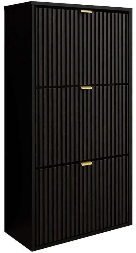 Skrinka na topánky Laro I Stojaci Čierna/Čierna/ Zlatý