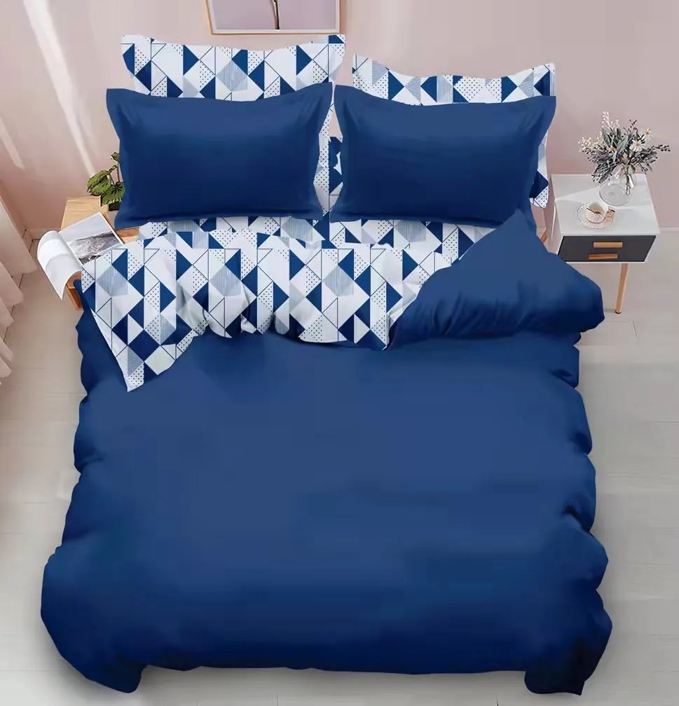 HopeHome ROYAL BLUE GEO obojstranné obliečky 140x200 cm + obliečka na vankúš 40x50 cm ZADARMO