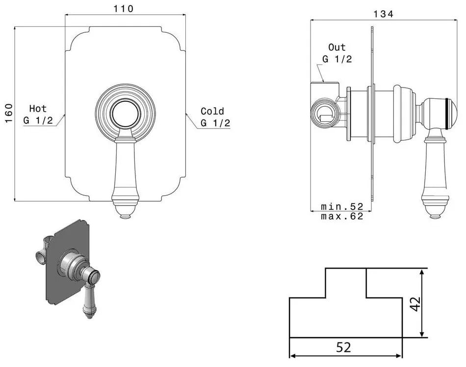 Podomietková sprchová batéria v lesklej striebornej farbe (1 výstup) Vienna – Sapho