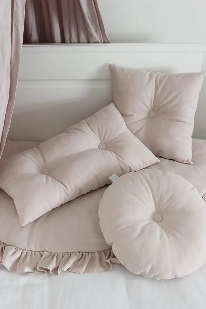 Okrúhly vankúš s gombíkom púdrovo ružová 40 cm