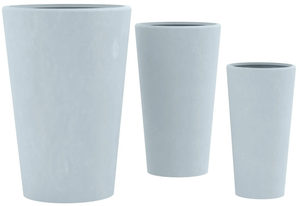 Sada 3 ks kvetináčov 3 round - sivá