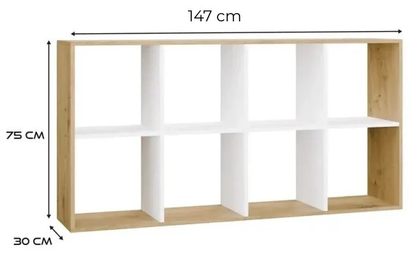 Regál Malax 2x4 147 cm dub Artisan/biely