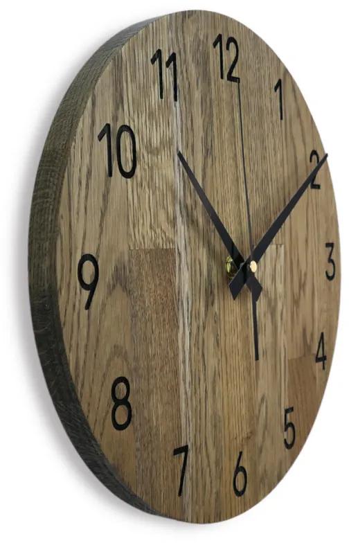 Drevené hodiny na stenu z dubového dreva - Číselný ciferník I SENTOP MAS002
