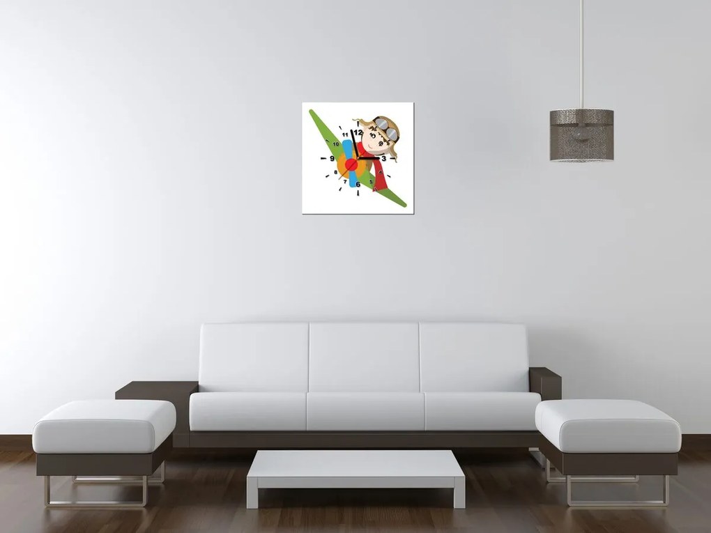 Gario Obraz s hodinami Malý pilot Rozmery: 40 x 40 cm