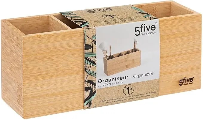 Bambusový organizér so 4 priehradkami 4COMP 22,6x7,2x9,7 cm