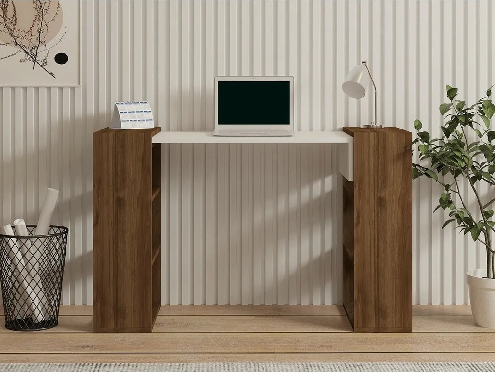 Pracovný stôl Handy Walnut and White