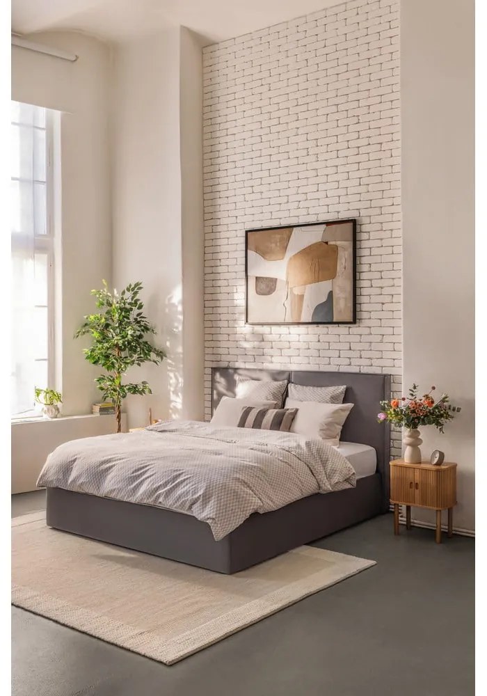 Sivá čalúnená dvojlôžková posteľ s úložným priestorom s roštom 180x200 cm Thessa Bold – Bonami Selection
