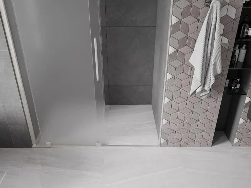 Mexen Velar, posuvné sprchové dvere do otvoru 140 cm, 8mm sklo námraza, brúsená oceľ, 871-140-000-31-97