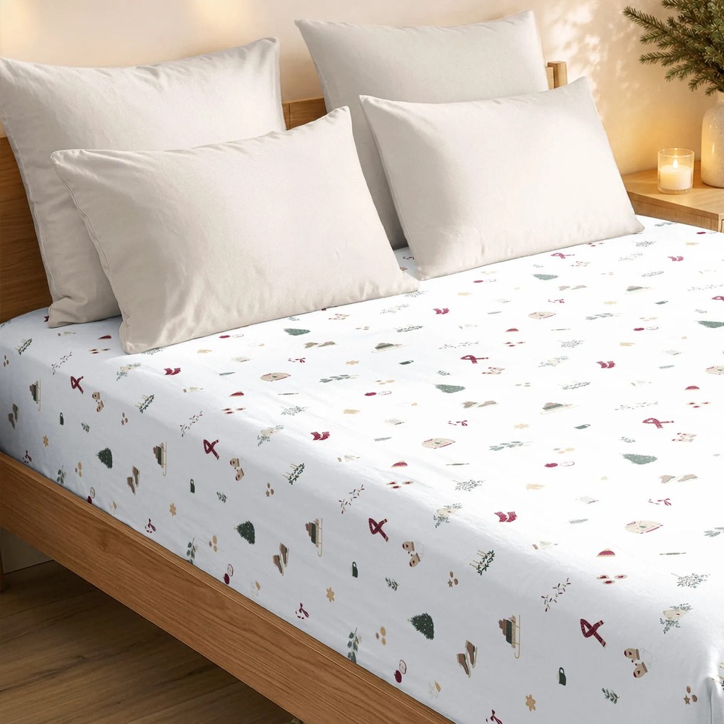 Goldea vianočná bavlnená napínacia plachta - vianočné symboly 180 x 200 cm