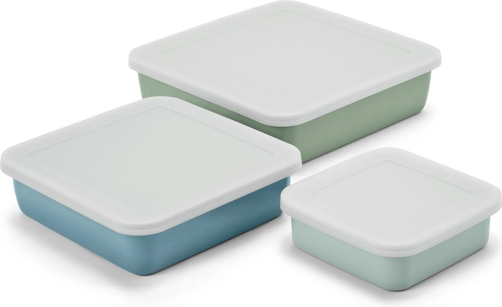 Smaltované zapekacie misy s vekom, 3 ks