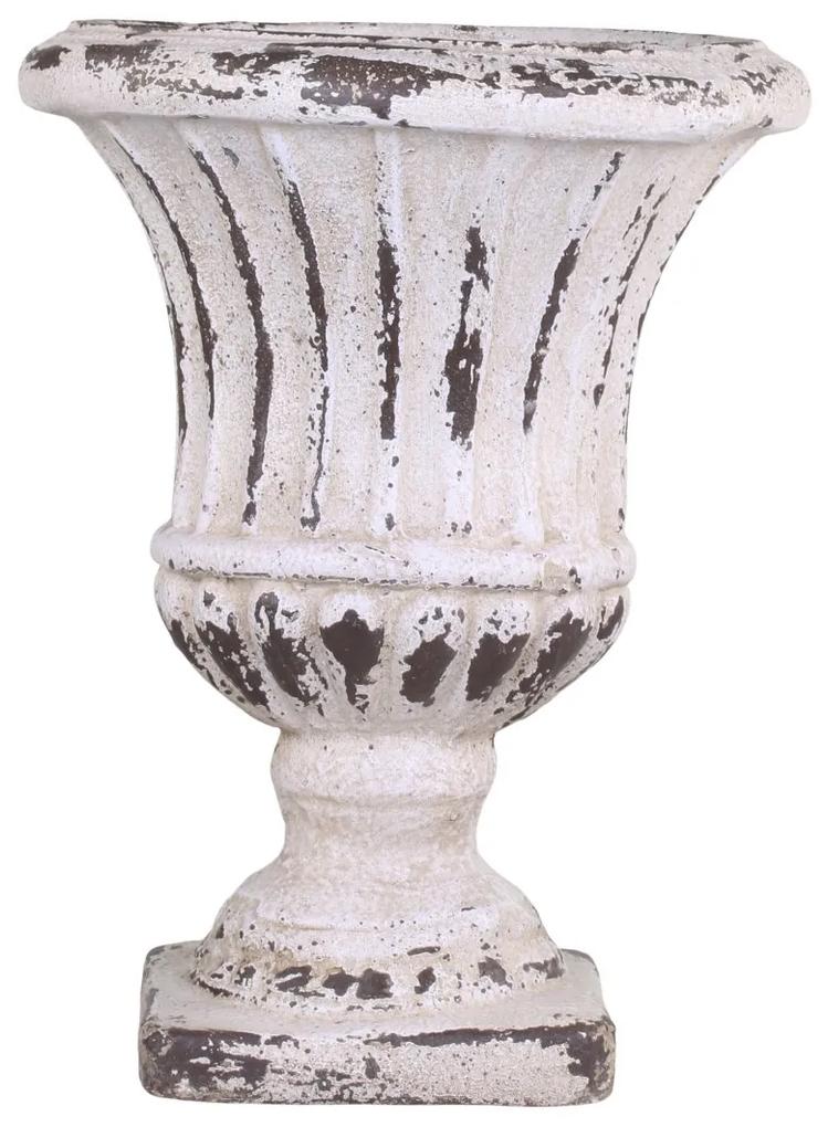 Krémový antik obal na kvetináč/ váza s patinou - Ø 32*42cm