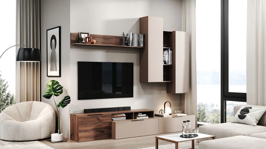 Obývacia stena LORIEN 2, dub Livorno/toffi