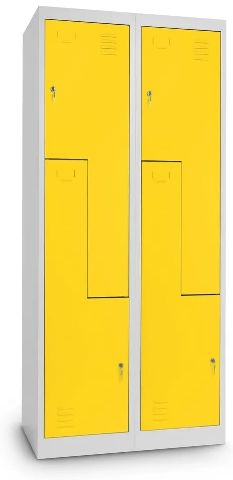 Kovová šatníková skrinka Z, 80 x 50 x 180 cm, cylindrický zámok, žltá - ral 1023