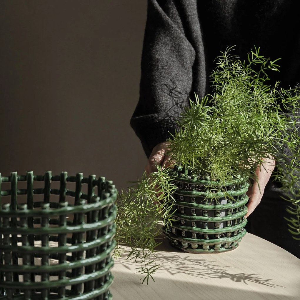 Ferm Living Keramický koš Emerald Green Large