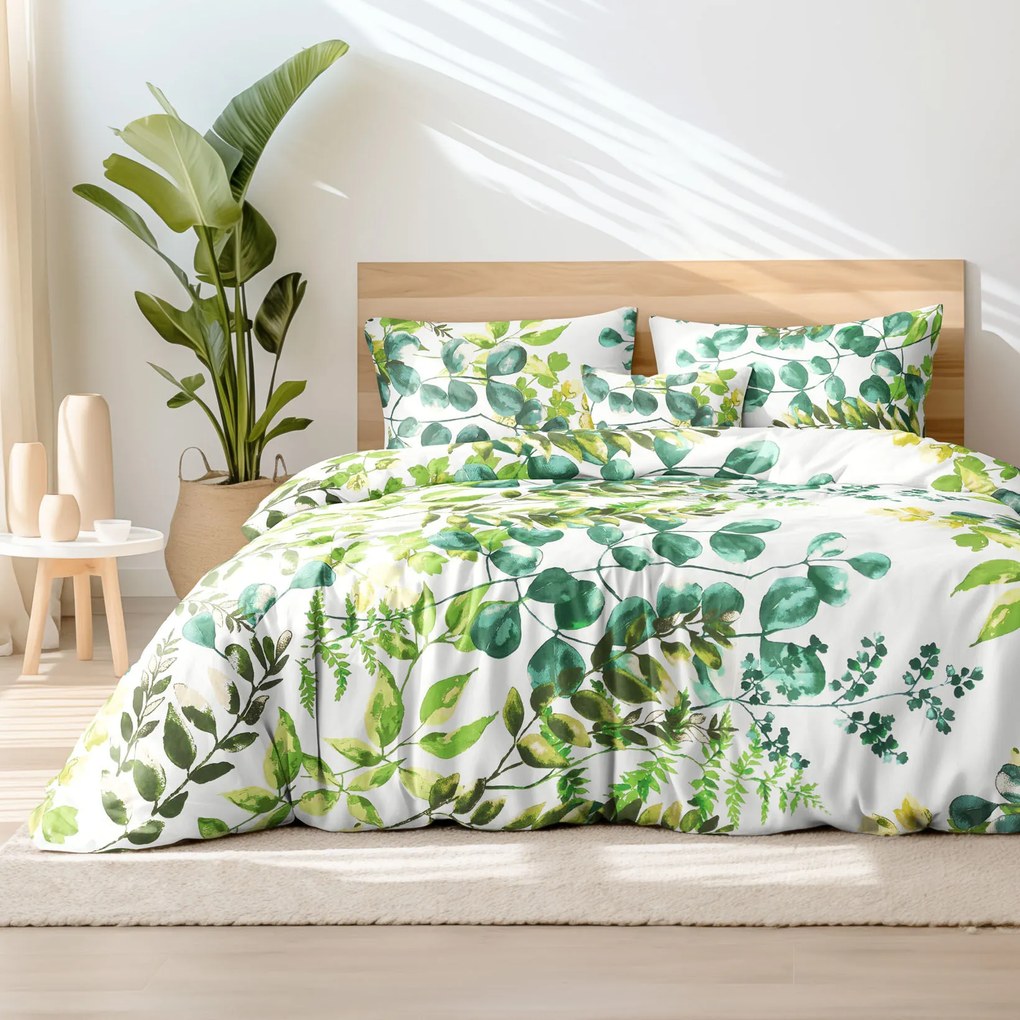 Goldea bavlnené posteľné obliečky - eukalyptus 140 x 200 a 70 x 90 cm