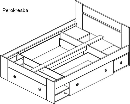 Posteľ s nočnými stolíkmi Stefan 140x200 cm, celobiela