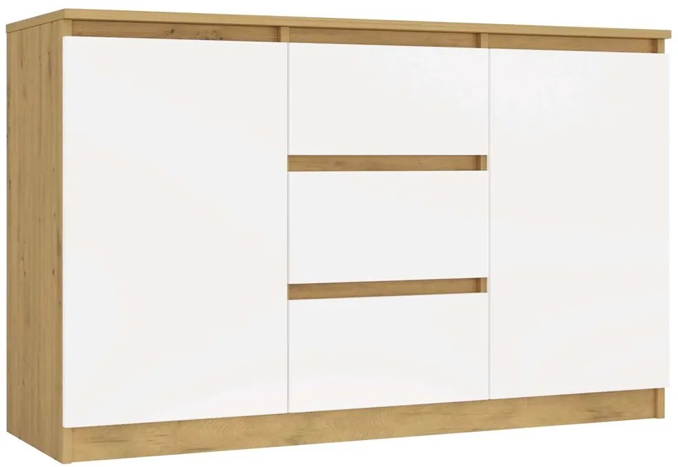 Komoda Malwa 2D3S 120 cm dub artisan/biela
