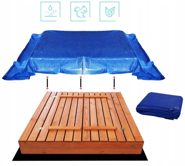 Detské uzatvárateľné pieskovisko s lavičkami 140 x 140 cm impregnované