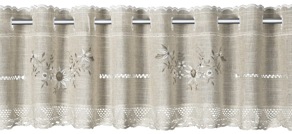 KRÁTKA ZÁCLONA NA KRÚŽKOCH VERONICA 150X30 CM BÉŽOVÁ
