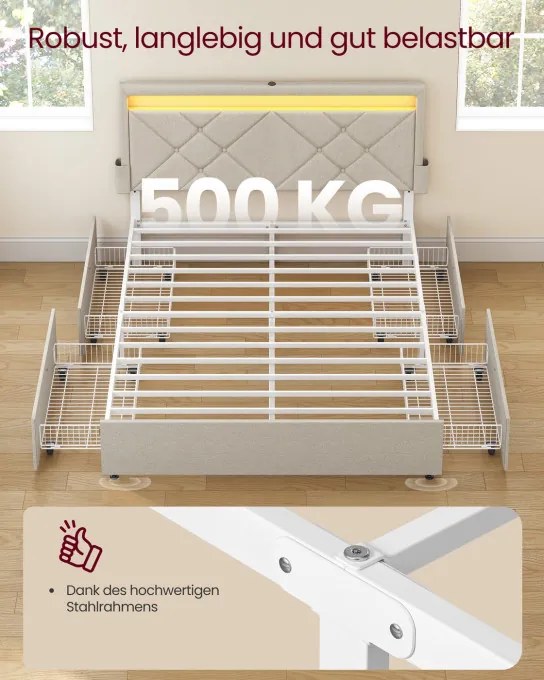 Manželská postel s LED osvetlením 140 cm RMB827LH01