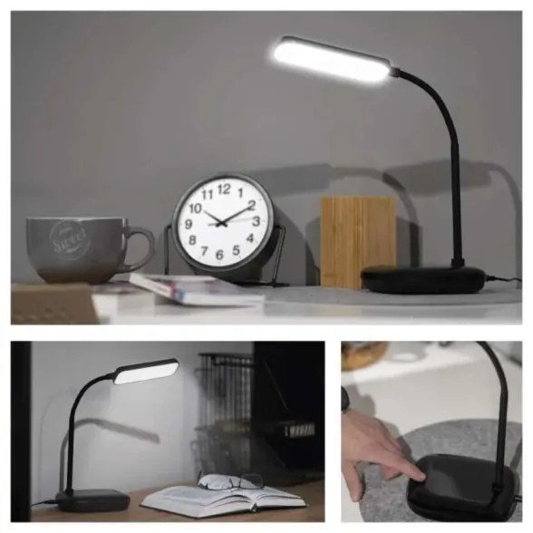 LED Stmievateľná flexibilná stolná lampa LED/12W/230V 3000K/4000K/6500K čierna