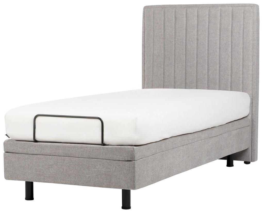 Polohovateľná čalúnená posteľ 90 x 200 cm sivá DUKE II Beliani