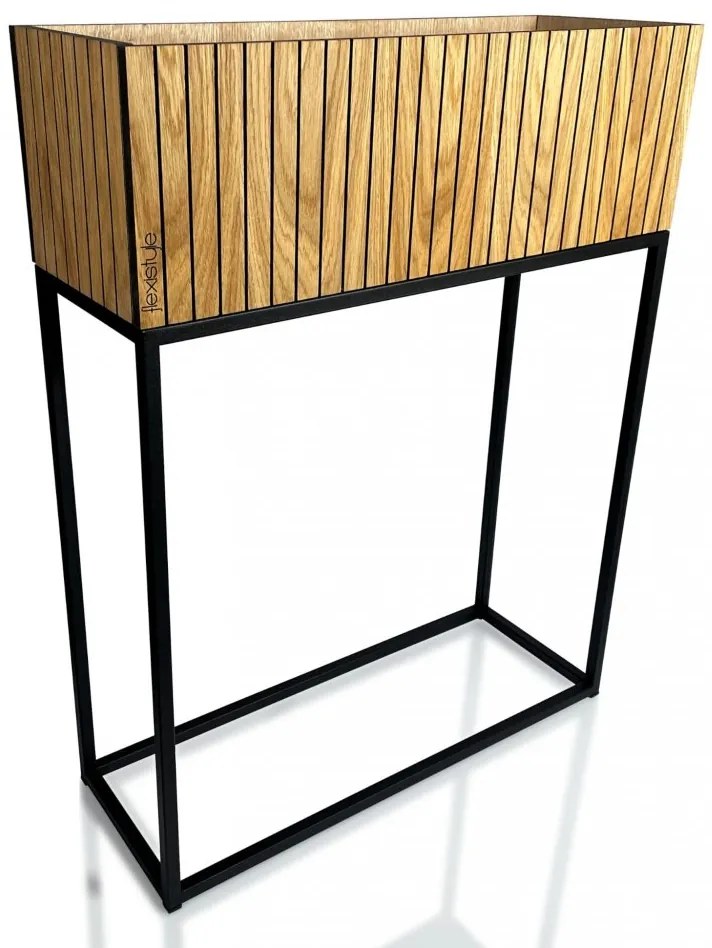 Vysoký kvetináč z prírodnej dubovej dyhy LOFT FIORINO 62X22X80 cm