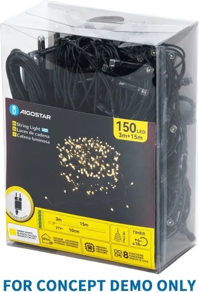 Aigostar - LED Vonkajší vianočný reťaz 1000xLED/8 funkcií 103m IP44 teplá biela