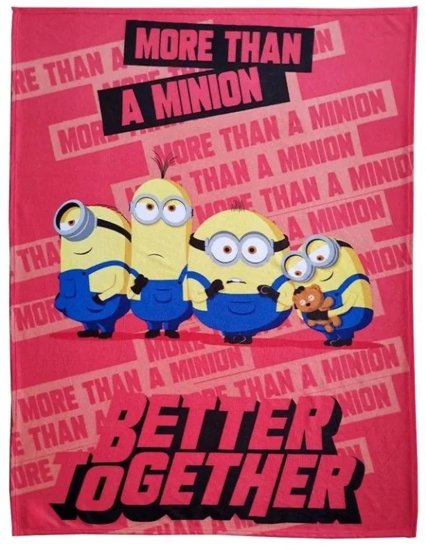 Deka fleecová červená Mimoni 130x170 cm