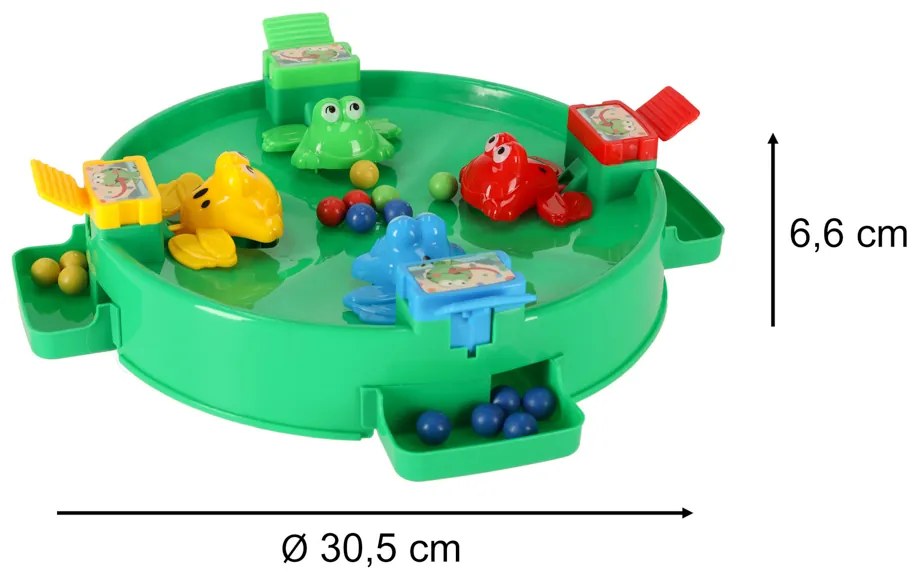 Obratnostná hra Hladné žabky KIK pre 4 hráčov, zelená