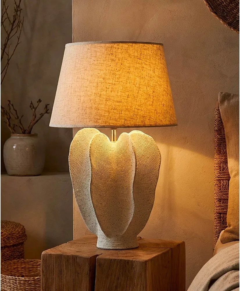 Krémová stolová lampa s textilným tienidlom (výška 63 cm) Ester – Mauro Ferretti