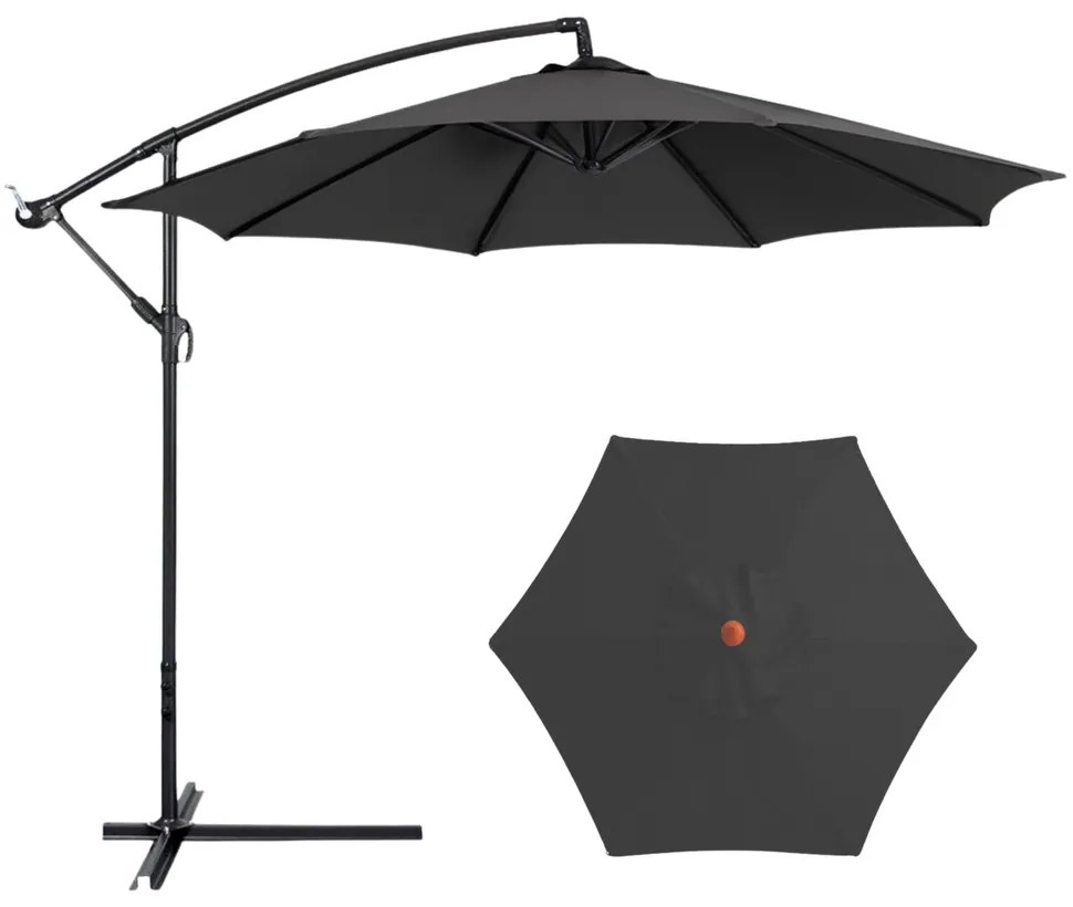 LEAN Bočný záhradný slnečník s nastaviteľným sklonom – 350 x 250 cm, antracitový