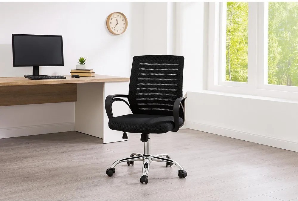 Čierna čalúnená kancelárska stolička Evon – Bonami Essentials