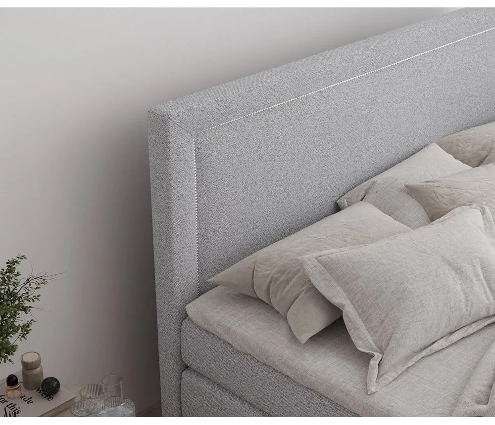 Svetlosivá boxspring posteľ s úložným priestorom 180x200 cm Lavenda – Maison de Rêve