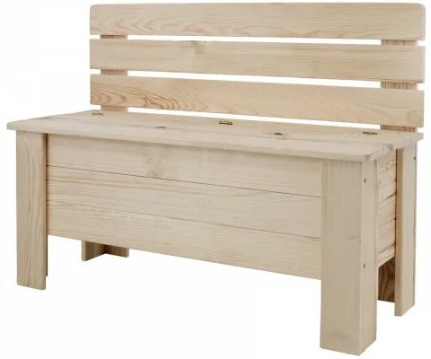 MALÁ DREVENÁ LAVIČKA S ÚLOŽNÝM PRIESTOROM B-12 surová 54x71x29