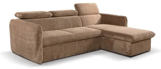 Rozkladacia rohová sedacia súprava do L BEJA, béžová, pravá, s úložným priestoro