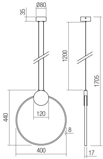 Redo 01-3106 - LED Luster na lanku ATOM LED/11W/230V pr. 40 cm