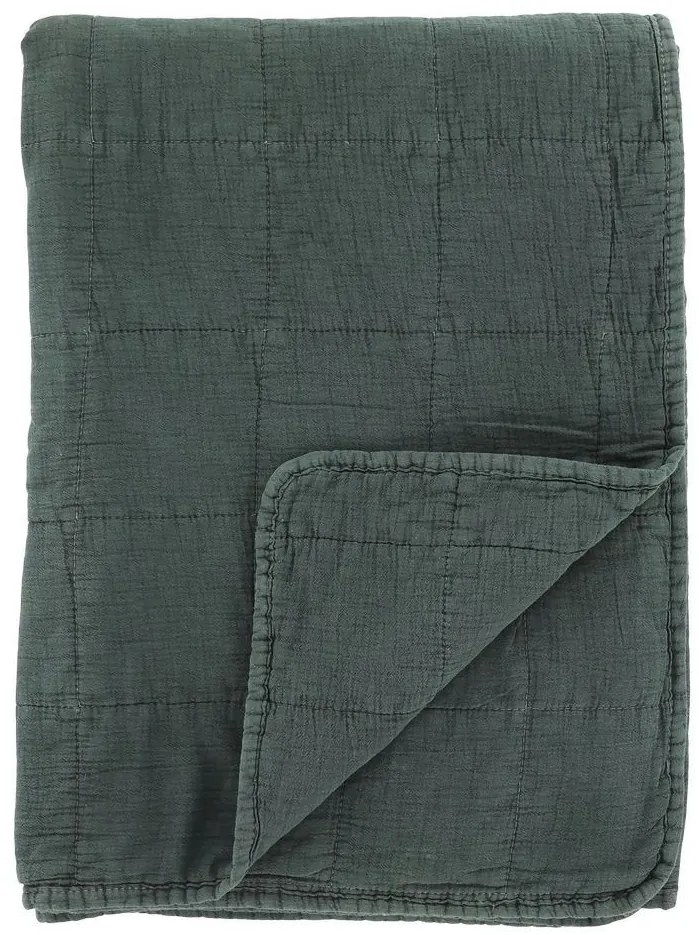 Zelený prehoz s opraným vzhľadom Aix Vintage Quilt verte - 130*180 cm