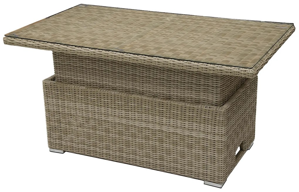 DEOKORK Ratanový stôl výsuvný jedálenský / odkladací 140 x 80 cm SEVILLA (béžová)