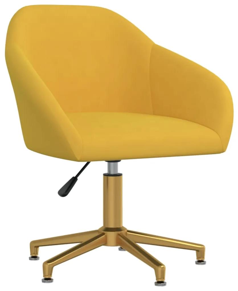 Otočná jedálenská stolička žltá zamatová 330596