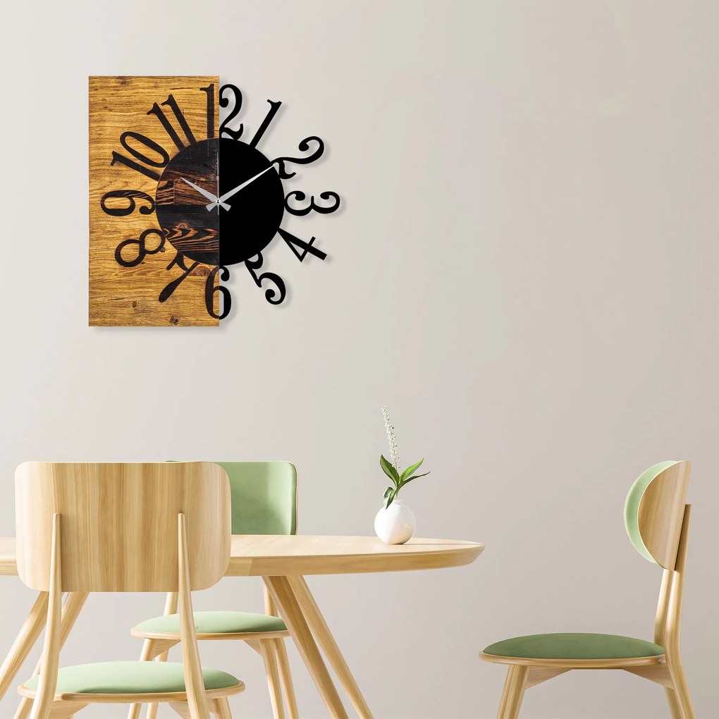 Dekoratívne nástenné hodiny WALLIE 58 cm čierne/orech